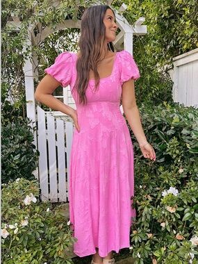 Show me your mumu pink floral Mia Midi Dress